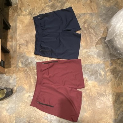 Essential Elements Men's XL Mesh Polyester Shorts Navy/Burgundy Drawstring Zip