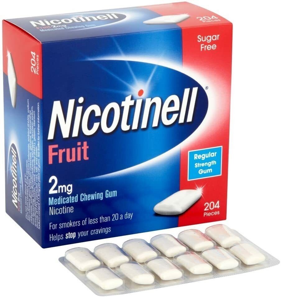 2x Nicotinell Stop Smoking Gum 2mg Fruit | 204 Pieces