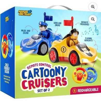 Ninja Blast Cartoony Cruisers RC Cars Set of 2 Rechargeable w/ Sound & Lights