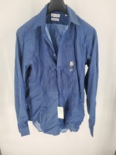 Calvin Klein Dress Shirt Men's 15-15.5 34/35 Blue Slim Fit Stretch Wrinkle Free