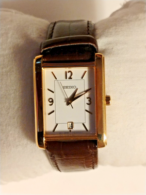 Men's Seiko Tank Watch with Date V732-0449 New Battery | eBay