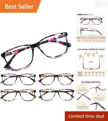 Chic Blue Light Blocking Reading Glasses with Spring Hinges for Comfort - 5 Pack