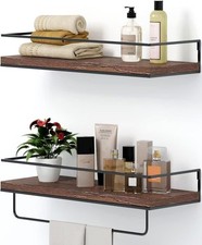 Rustic Wood Floating Shelves Set of 2 Wall Mounted Hanging Shelves