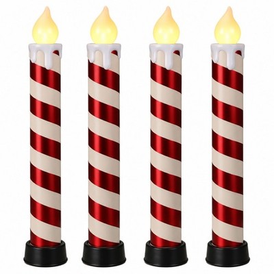 XXL Zuckerstange Kerze 83cm 4x Candy Kerze LED beleuchtet Weihnachtsdeko groß