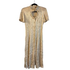 Vtg Frederick’s Of Hollywood Flutter Sleeve Lace Satin Button Dress Corset Tie L