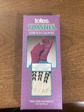 New In Box Totes Toasties Women  s Stretch Gloves Vintage 1990 Cream And Black
