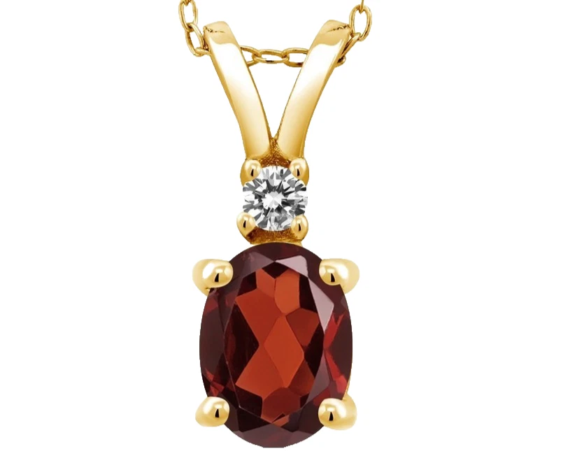 1.56 Karat Red Garnet und Weiß Topas 925 Gelbgold Versilbert Damen Anhänger - Bild 3 von 4