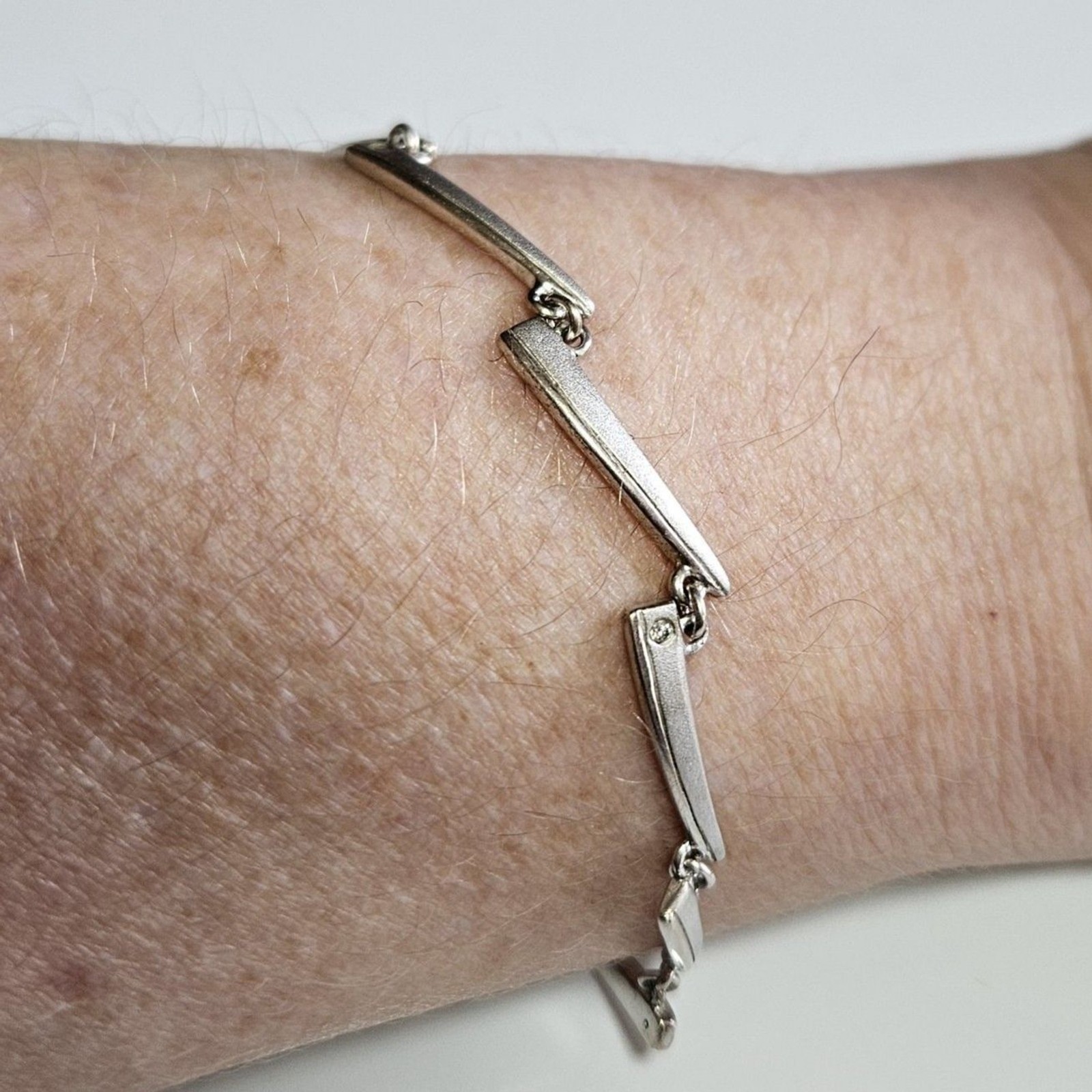 Sterling Silver Diamond Accent Rectangular Bracel… - image 1