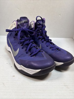 Nike Zoom Mens Size 13 Hyperquickness 599515-500 Purple/White Athletic Sneakers