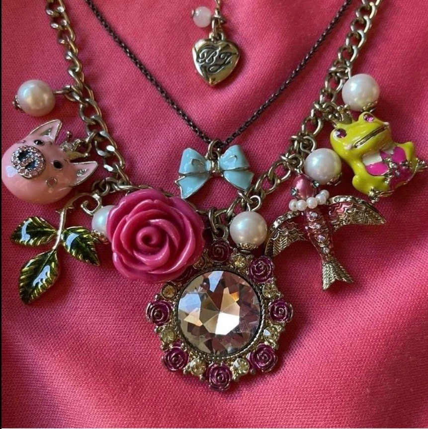 Betsey Johnson Multicolor Charm Statement Necklac… - image 3