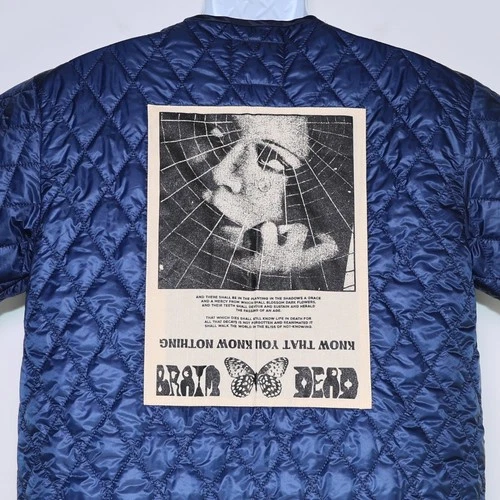 BRAIN DEAD - Blue Quilted Short Sleeve Snap Button Jacket - Men's Medium, NEW 🔥 image 5