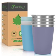 Stainless Steel Cups for Kids and Toddlers, 12Oz Stackable Stainless Steel Kids