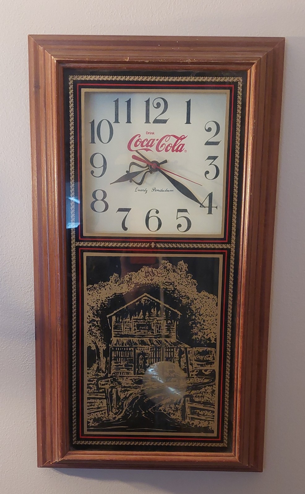 Vintage Quartz Pendulum Coca-Cola Wall Clock 1988, Hanover Clocks INC.