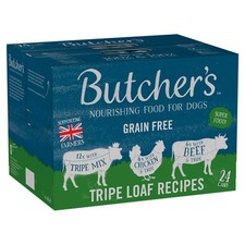 Grain Free Wet Dog Food Tripe Loaf Selection Tins Complete Meal 24x400G 3.02 per kilo