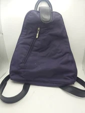 Baggallini Metro Purple Nylon Backpack Sling Bag Top Handle Convertible RFID