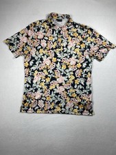 Bad Birdie Polo Shirt Men  s XL Black Floral Hawaiian Golf Stretch Performance