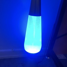 Blue Colour-Changing Lava Lamp Bottle Shape, Silver Metallic Base, 35cm