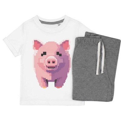 Kinder Nachtwäsche-/Pyjama-Set ''Pixel Art Pig'' (KP044605)