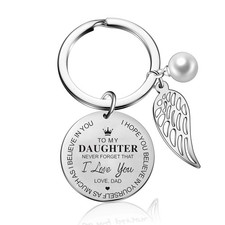To My Daughter Keychain from Dad Mom Inspirational Gift Never Forget I Love You