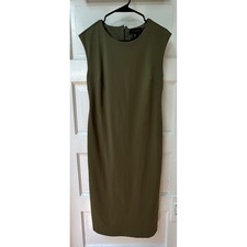 Tahari Olive Green Sleeveless Round Neck Sheath Dress Size 4 NEW!