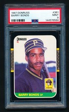 1987 Donruss Barry Bonds Rookie Card #361 PSA 9 MINT Pirates Giants Rated Rookie. rookie card picture
