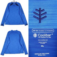 Coolibar Geneva Zip Rash Guard Men s Size XL LS Blue Floral UPF 50