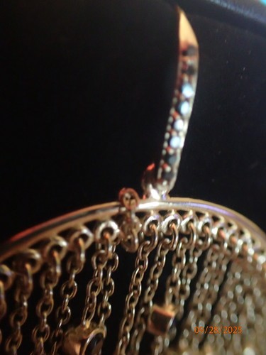 14k Gold Plated Sterling & Diamond Large Hoop Tassle Fringe Earrings Orig $289 - Picture 16 of 19