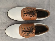 FootJoy Saddle Golf Shoes Brown White Leather Soft Spikes Men’s Size 8.5 M