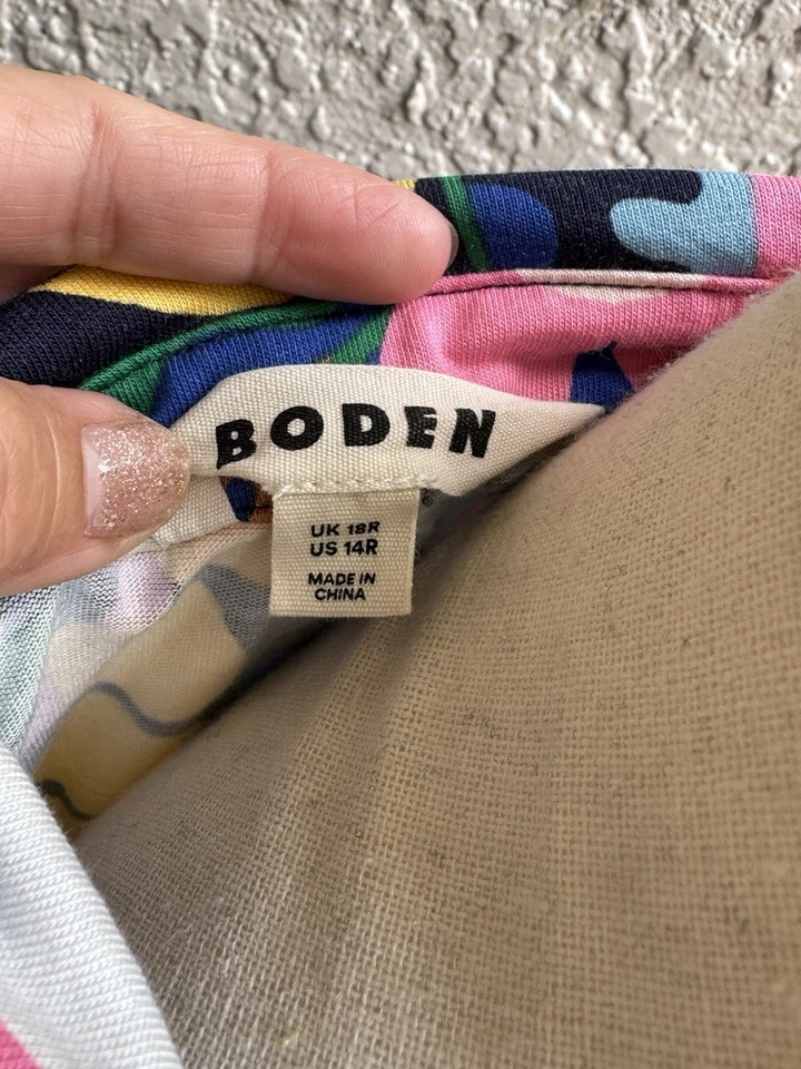 Boden Marcia Jersey Midi Shirts Dress Multi Bright Botanical Paisley Size 14R - Image 4 of 4