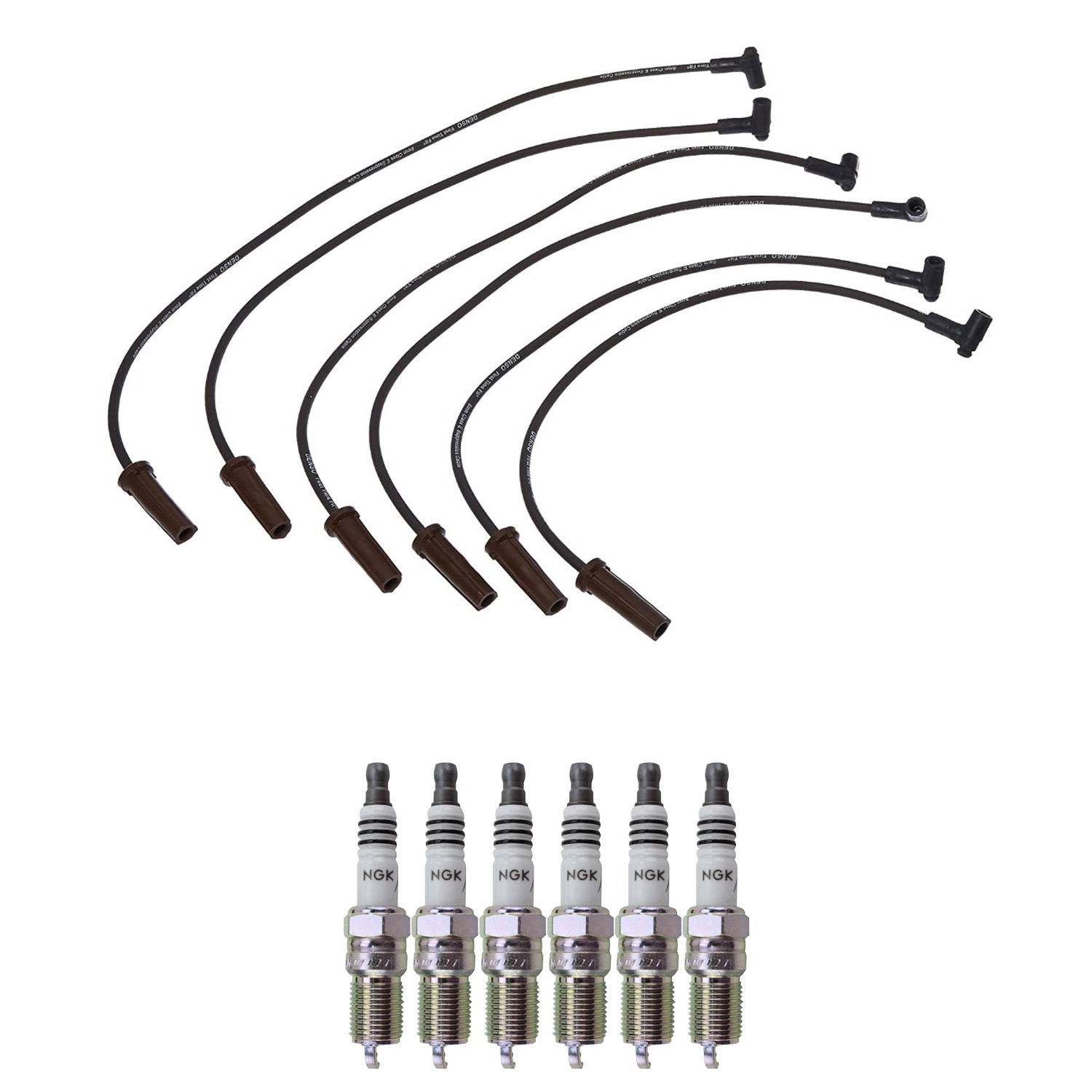 Denso Ignition Wires and NGK Spark Plugs Kit for Pontiac Firebird 1989 3.8L V6