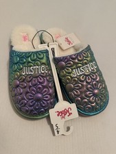 New Girls Justice Slip on Scuff Slippers Metallic Purple Size 4/5