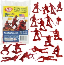 Timmee Plastic Army Men - Red 48Pc Toy Soldier Figures - Made in USA