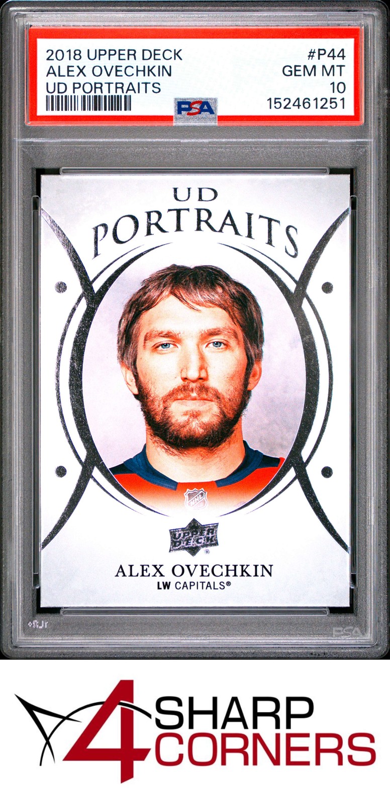 2018 UPPER DECK UD PORTRAITS #P44 ALEX OVECHKIN POP 4 PSA 10 view 1