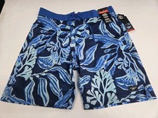NWT Speedo Mens Boardshorts 4 Way Stretch Drawstring Pockets Blue Large 8252