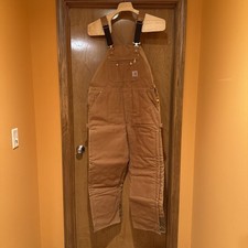 Carhartt Quilt-Lined Zip-To-Thigh Bib Overalls 44 x 32