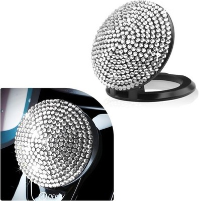 Car Start Stop Button Cover, Anti-Scratch Bling Push Start Button Color: White