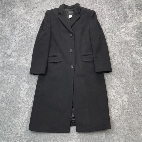 J Crew Jacke Damen 8 Petite Schwarz Mantel Trench Wolle Kaschmir Long Topcoat