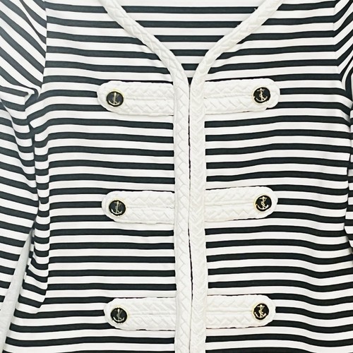 Blazer Katherine New York Negro Blanco Rayas Ancla Cordón Náutico/Trenza/Ajuste S - Imagen 2 de 13