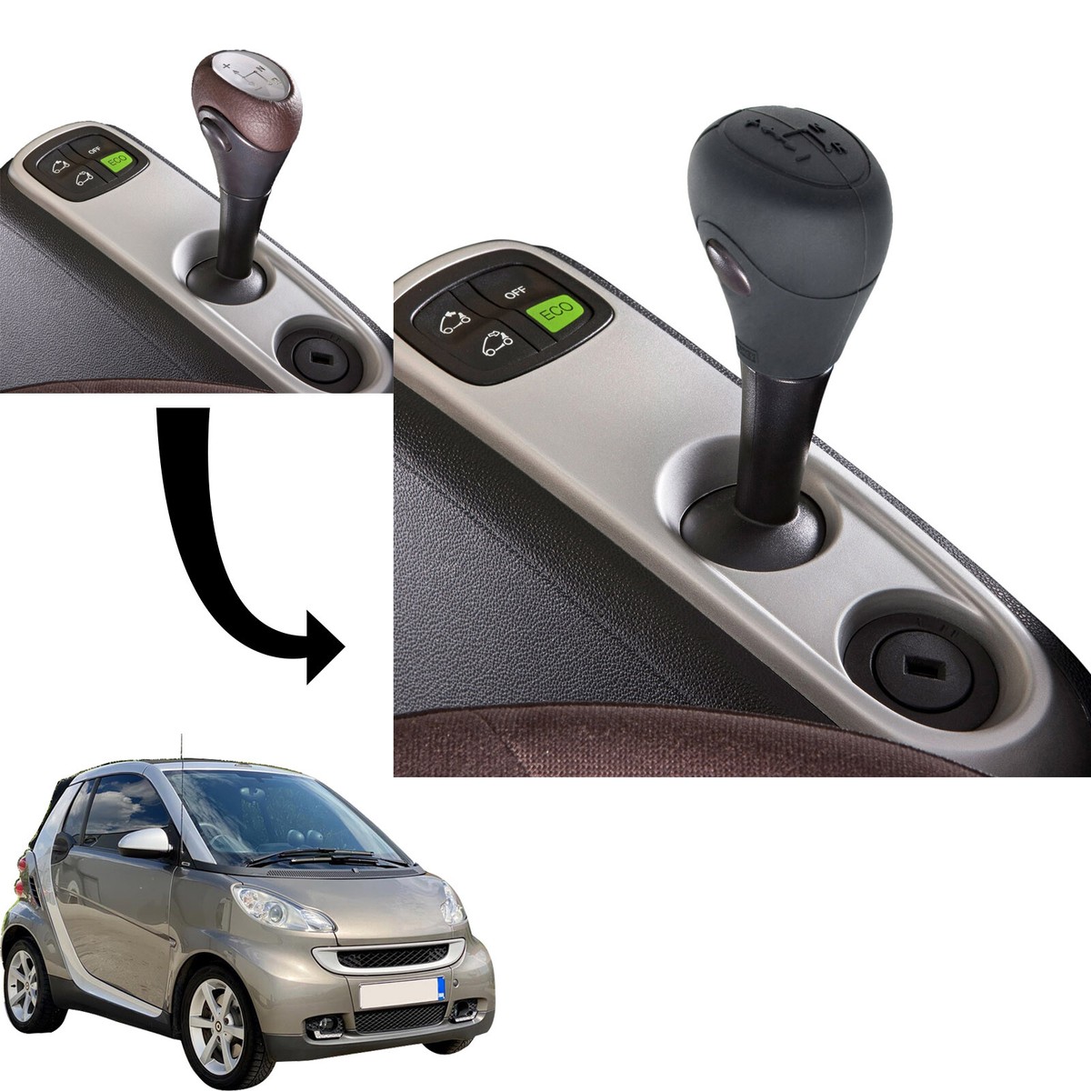 Auto Copri Pomello Cambio Per Smart 453 Fortwo 3. Gen 2015
