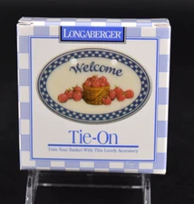 NEW VTG Longaberger WELCOME Apples Tie-On #34096 Ceramic Basket Accessory