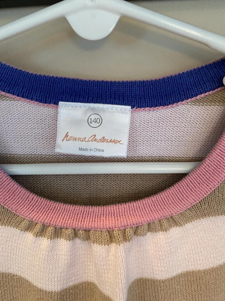 Hanna Andersson, девочек размер 10 (140) розовый полоски свитер платье, VGUC - Изображение 4 из 4
