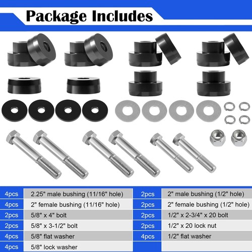 134-10005 Billet Aluminum Subframe Bushing Ki For Camaro/Nova/Chevy II 1968-1981 - Foto 7 di 7