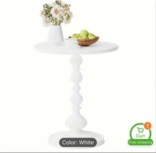 Chic Matte Metal Round Side Table - Perfect for Living Room Corners- White