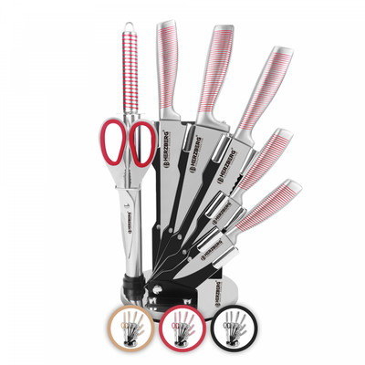 Herzberg 8 Pieces Knife Set with Acrylic Stand-Black