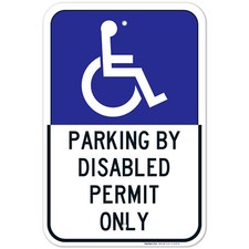 Florida Handicap Parking Sign, Parking by Disabled Permit Only,