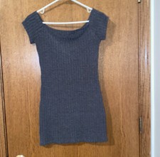 Express Short Sleeve Ribbed Grey Dress- Small