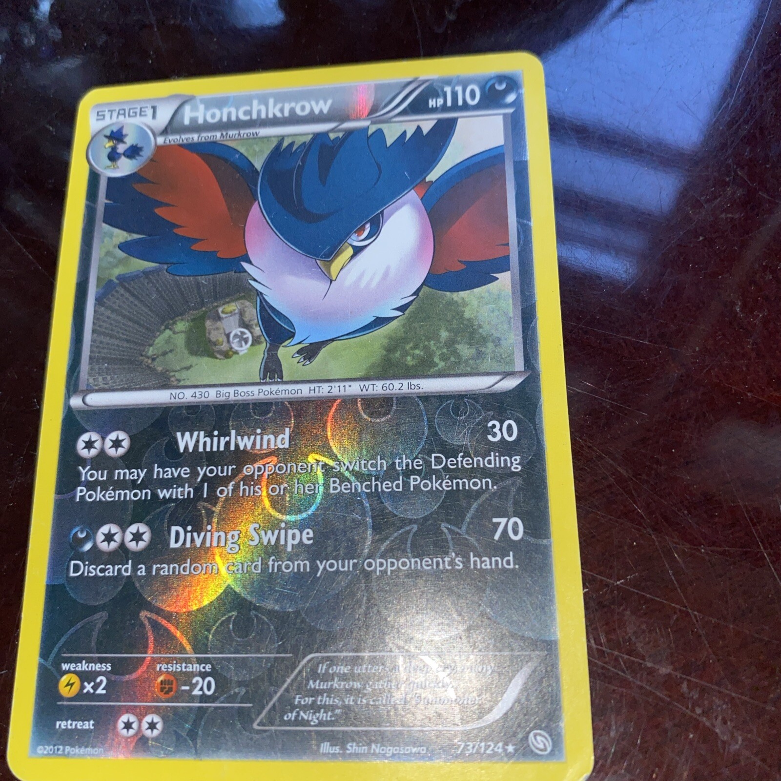 Honchkrow 73/124 - Reverse Holo Rare Pokemon Dragons Exalted TCG CARD