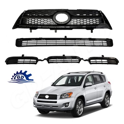 For 2009-2012 Toyota RAV4 Base/Sport Front Bumper Upper & Lower Grille Assembly
