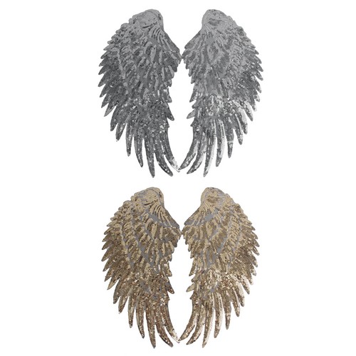 2 pares de alas de ángel de Lentejuelas Apliques Bordados Hierro En Parche  Sew en Hazlo tú mismo | eBay