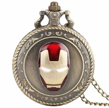 Ironman Helmet Bronze Finish Pendant Pocket Watch